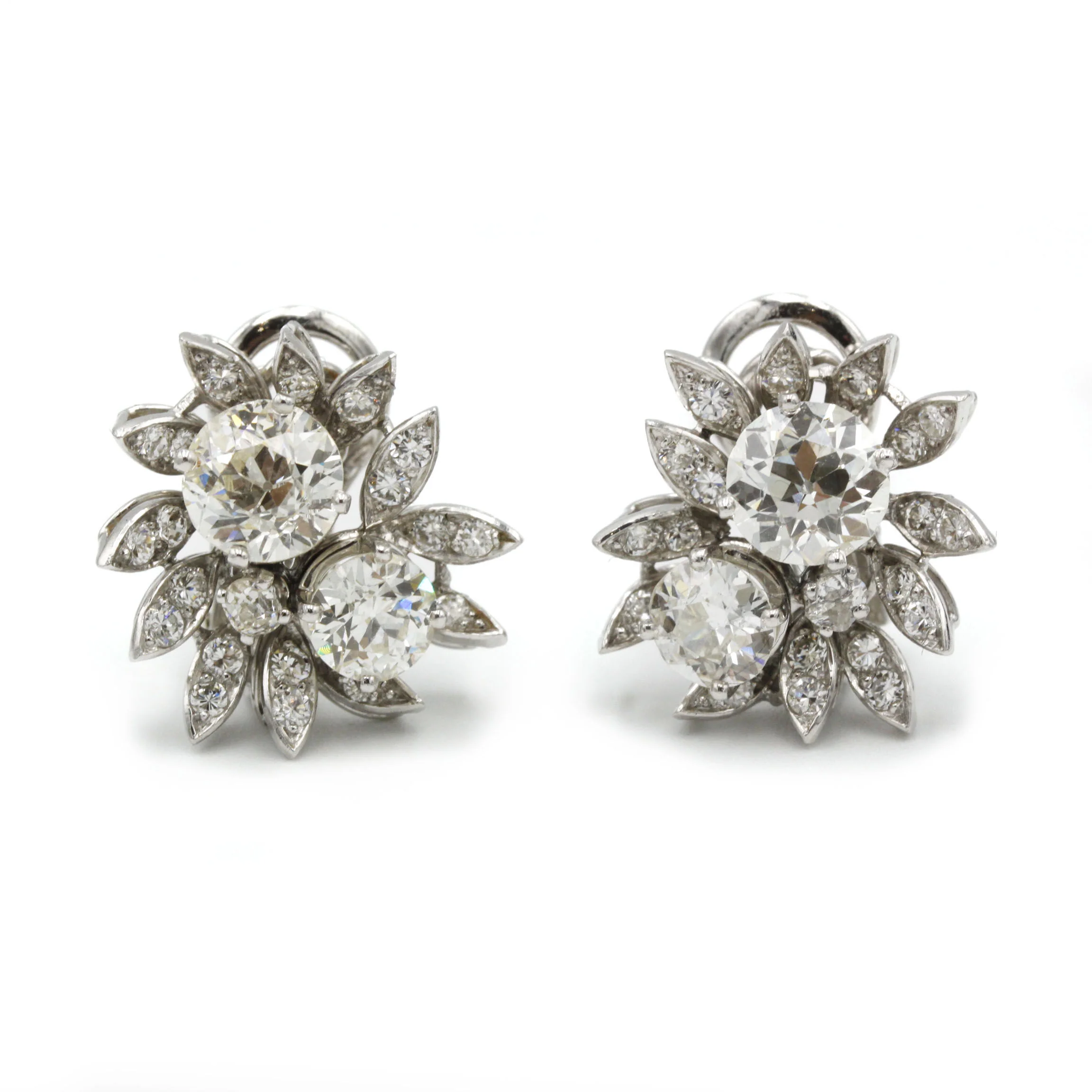 Boucles d'oreilles - Or, Platine & Diamants