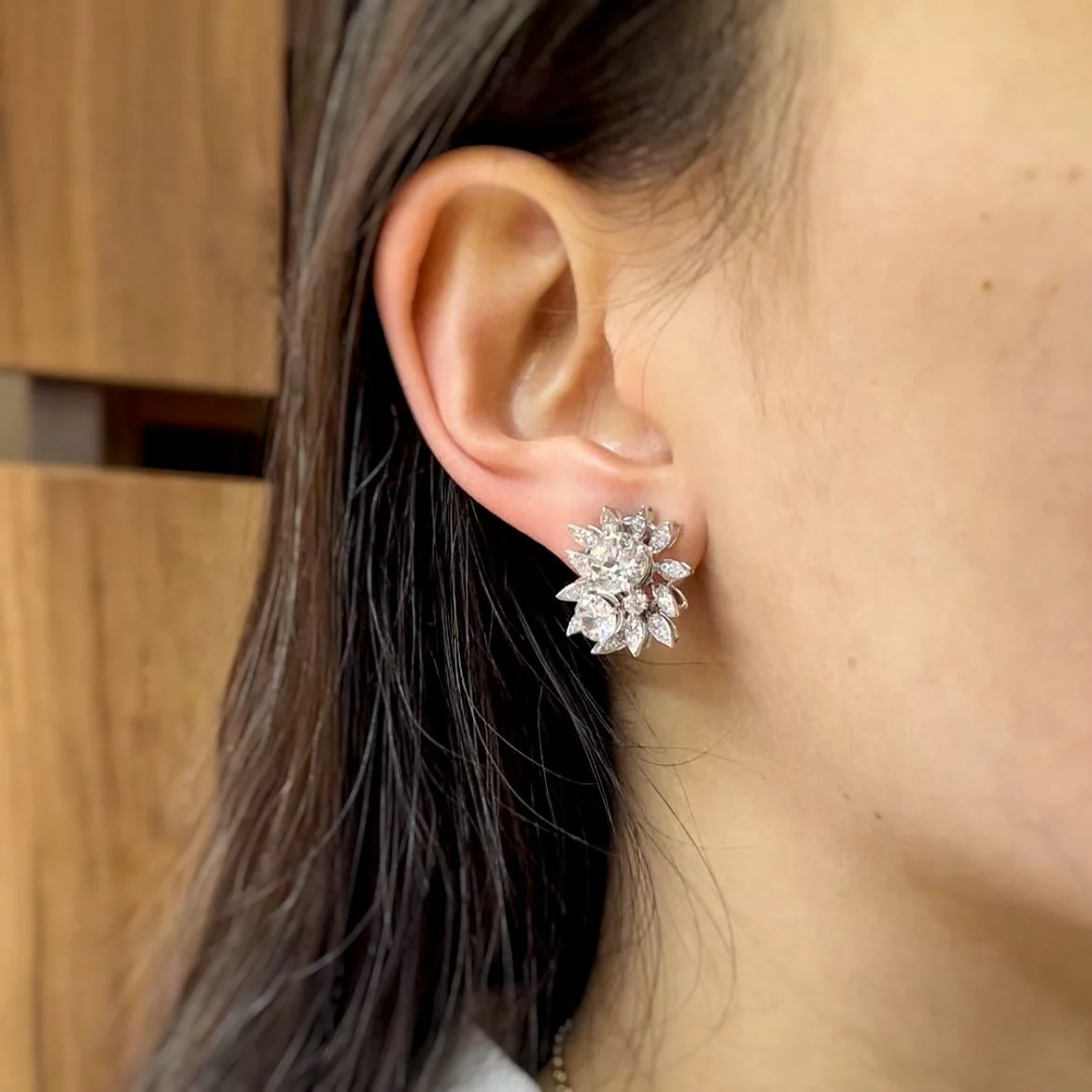 Boucles d'oreilles - Or, Platine & Diamants - Image 4
