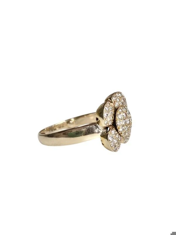 Bague en or jaune 18k en forme de fleur et diamants - Image 4