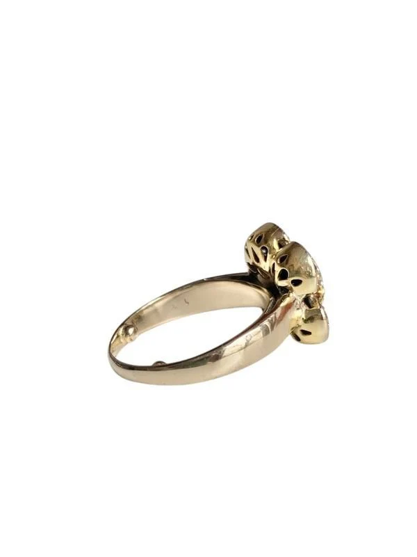 Bague en or jaune 18k en forme de fleur et diamants - Image 5