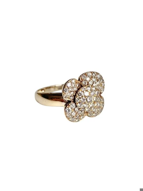 Bague en or jaune 18k en forme de fleur et diamants - Image 6