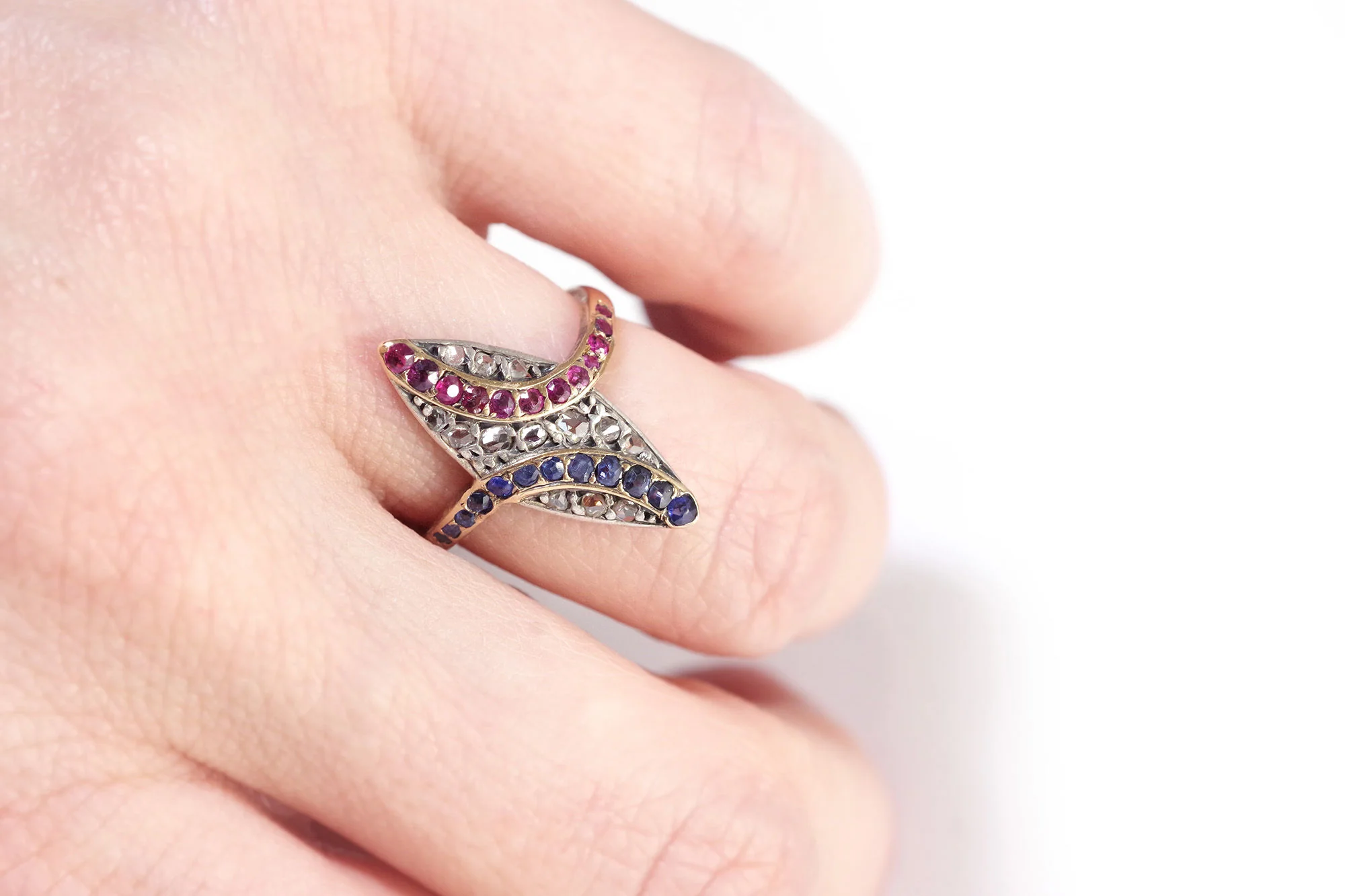 Bague marquise patriotique en or - Image 3
