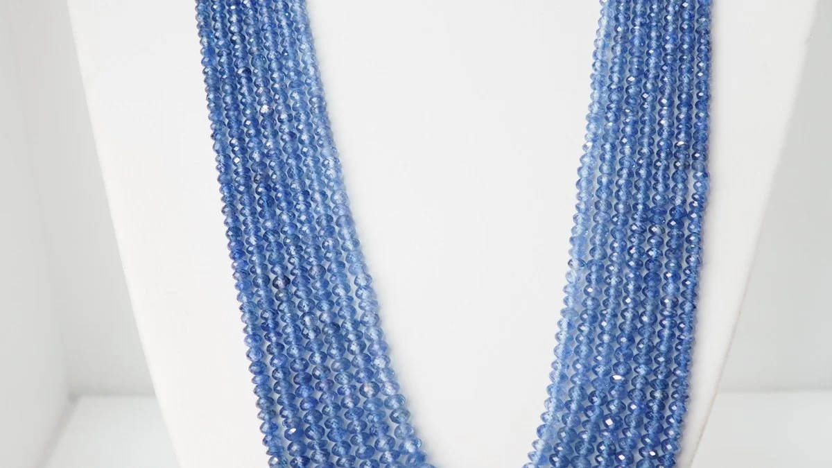Collier 7 rangs de saphirs or jaune et perles de culture - Image 4