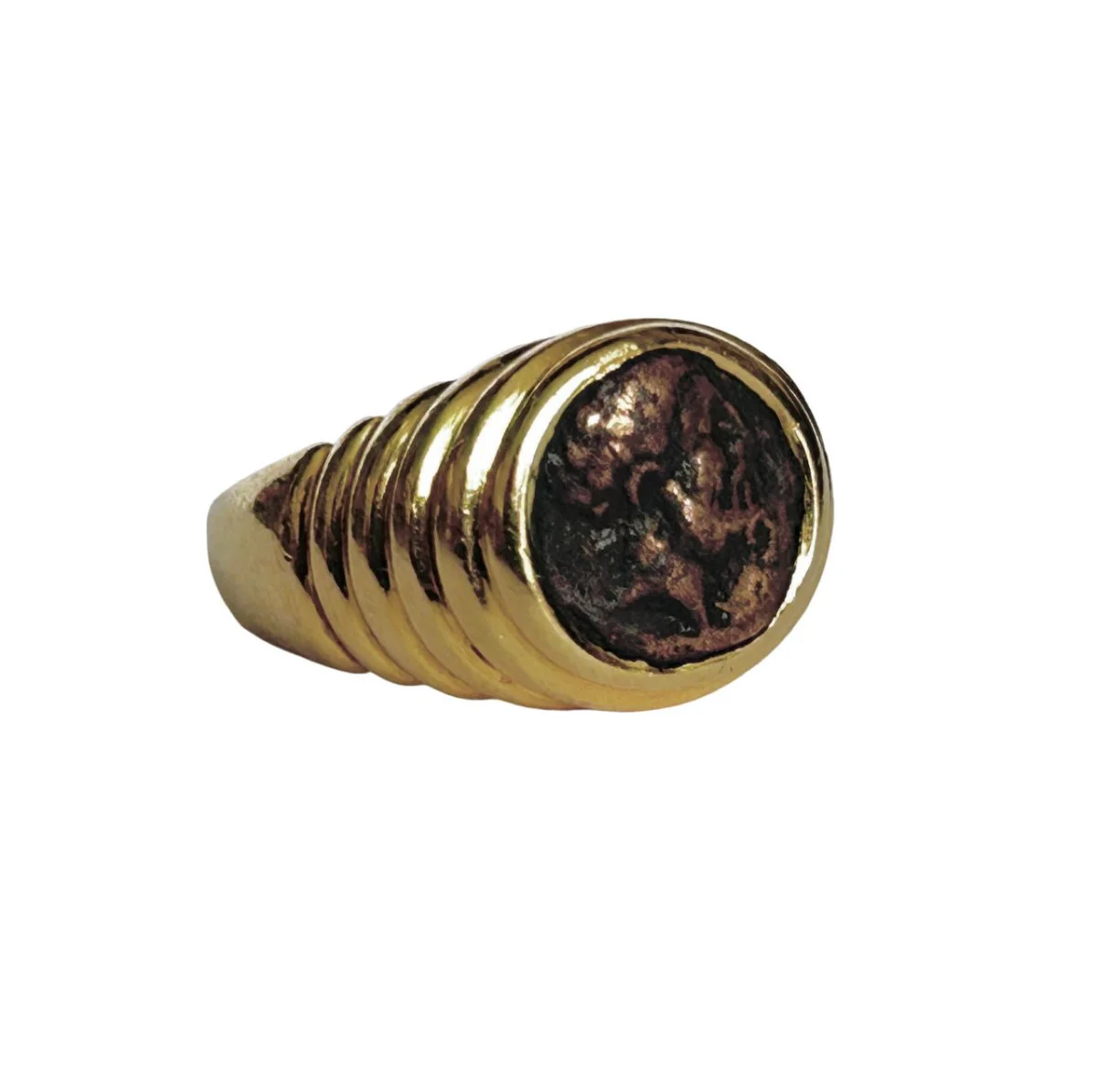 Bague BULGARI Monete en or jaune et pièce antique en bronze (Taille 50) - Image 3
