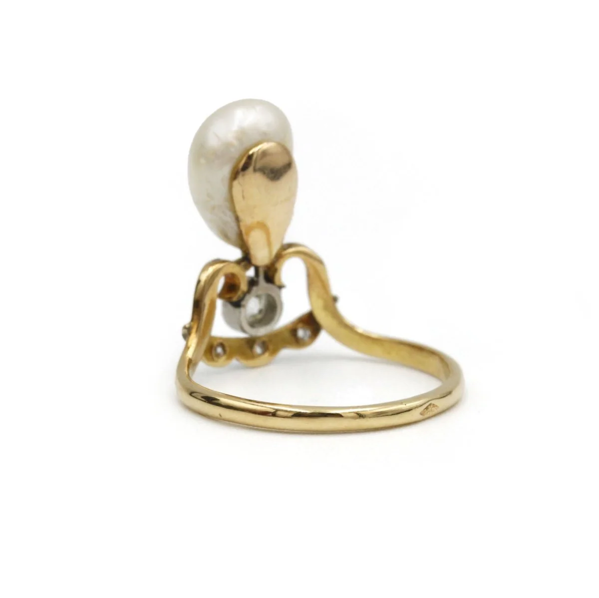 Bague - Or, perle et diamants - Image 7