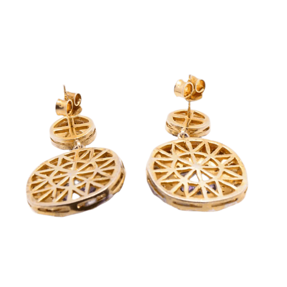Boucles d'oreilles Pendantes en argent, vermeil, améthyste et diamants - Image 3