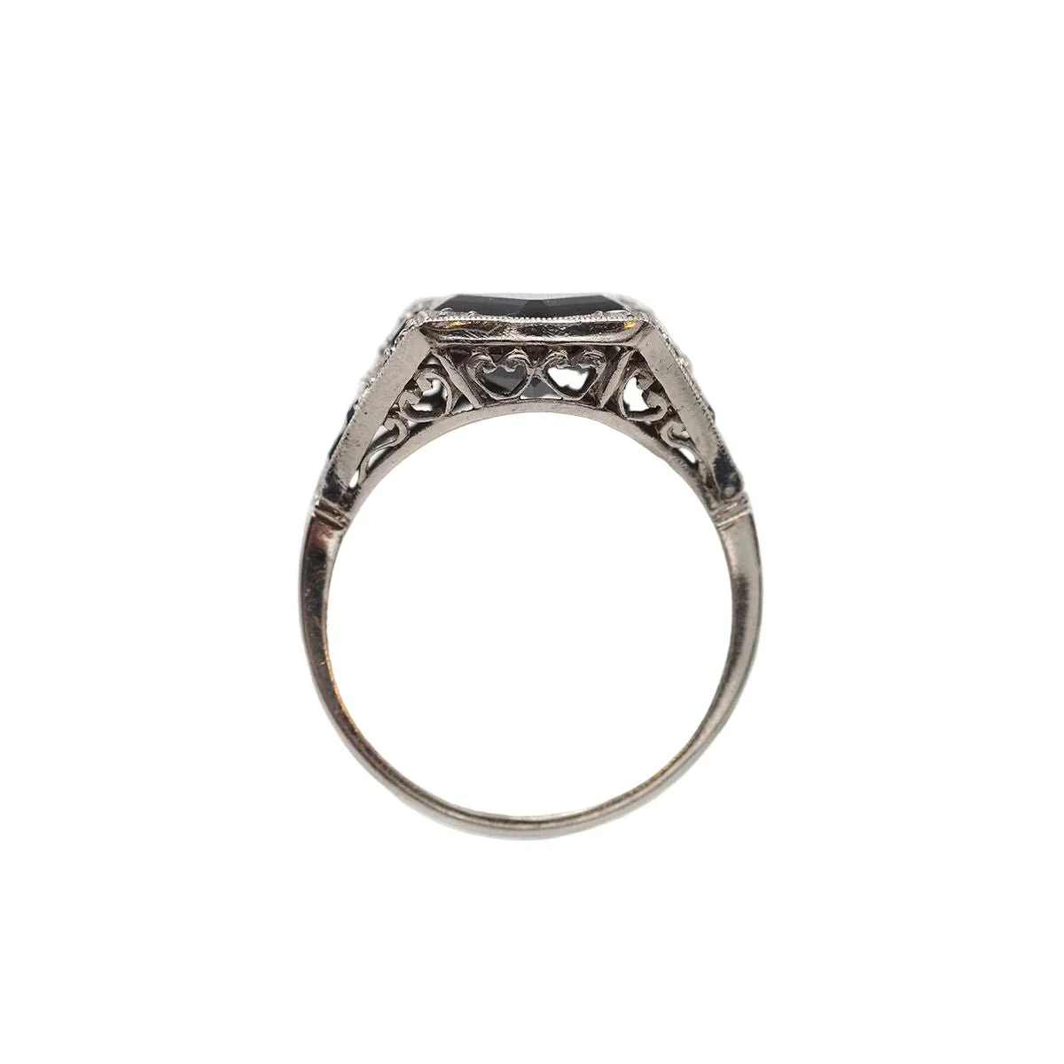 Bague Tank en platine, saphir et diamants - Image 3