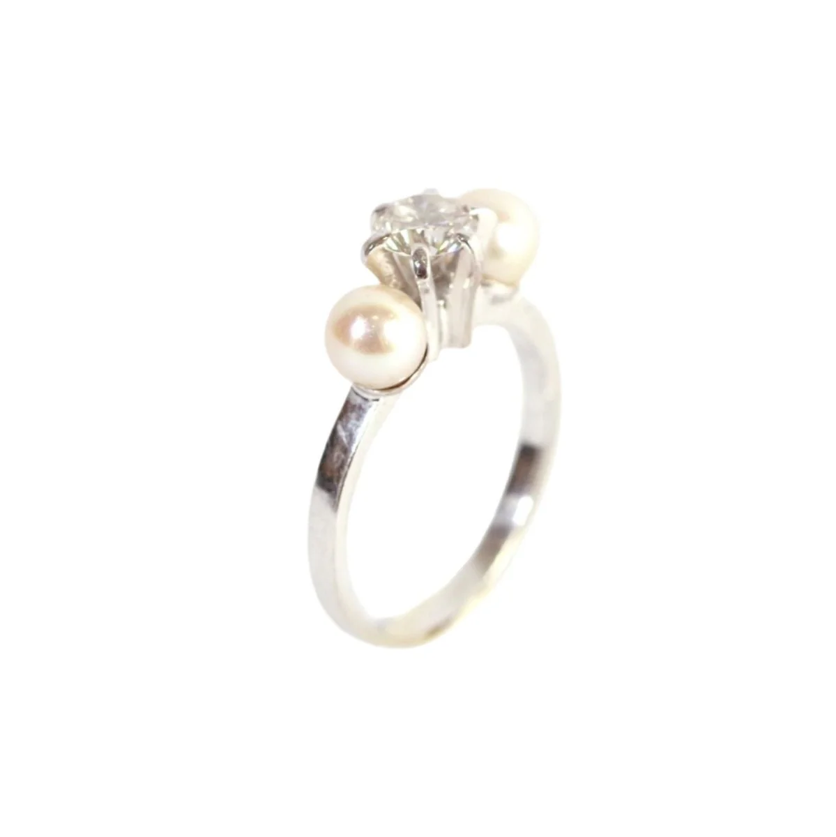 Bague Trilogie en or blanc, perles et diamant - Image 3