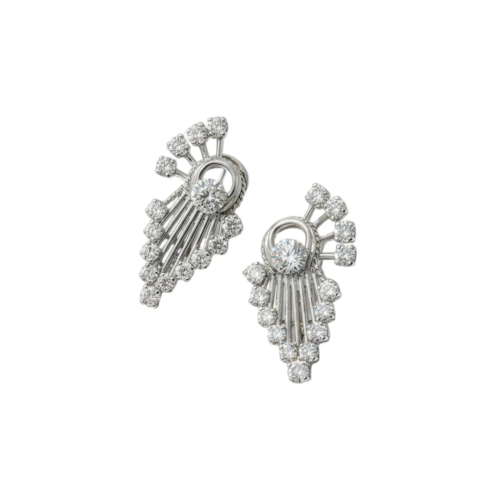 Boucles d’oreilles or blanc et Diamants - Image 4