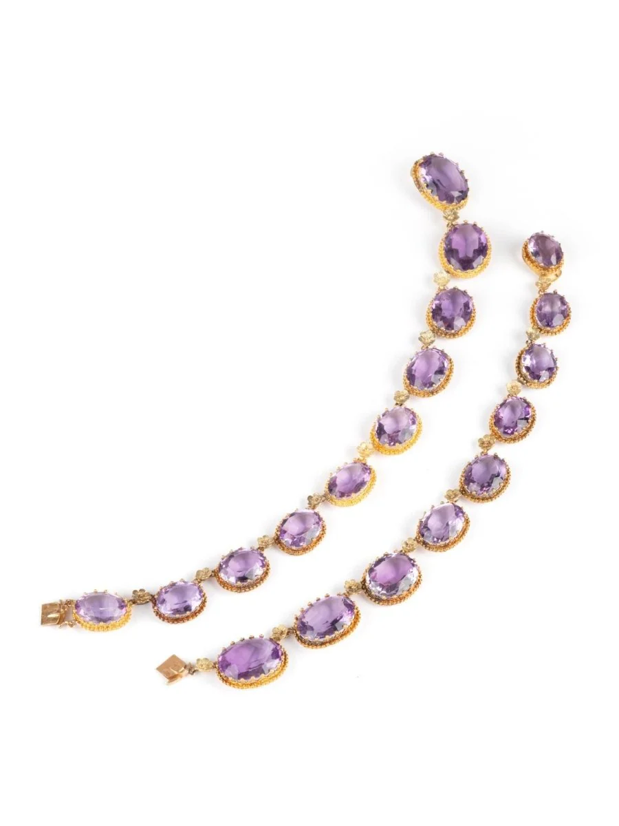 Ras de cou - Bracelet en or jaune et améthystes - Image 2