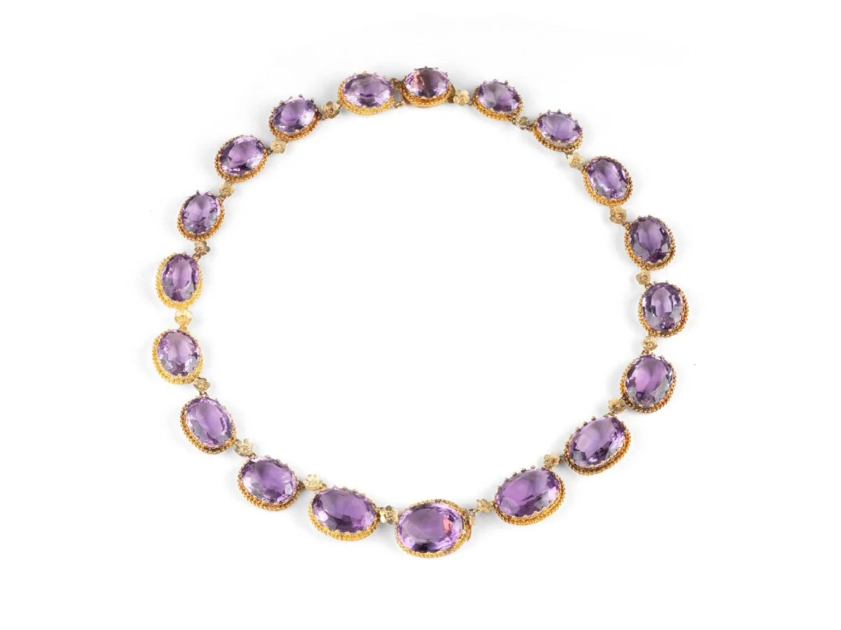 Ras de cou - Bracelet en or jaune et améthystes - Image 4