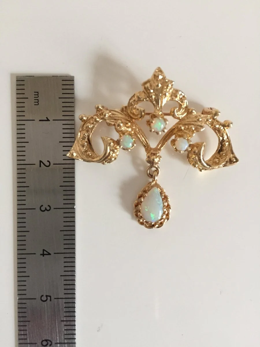 Broche Napoléon III Or Jaune Et Opales - Image 2