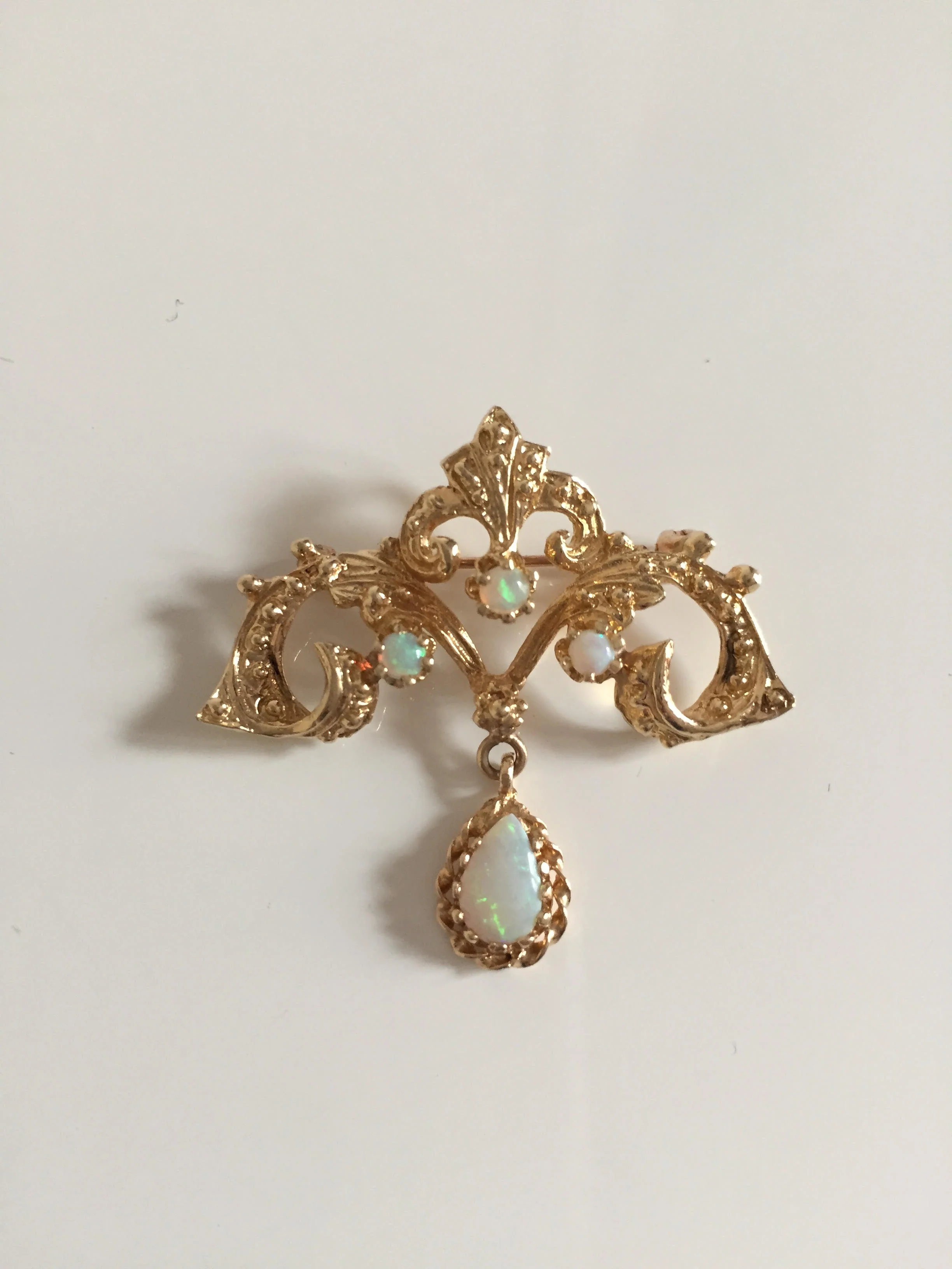 Broche Napoléon III Or Jaune Et Opales - Image 3