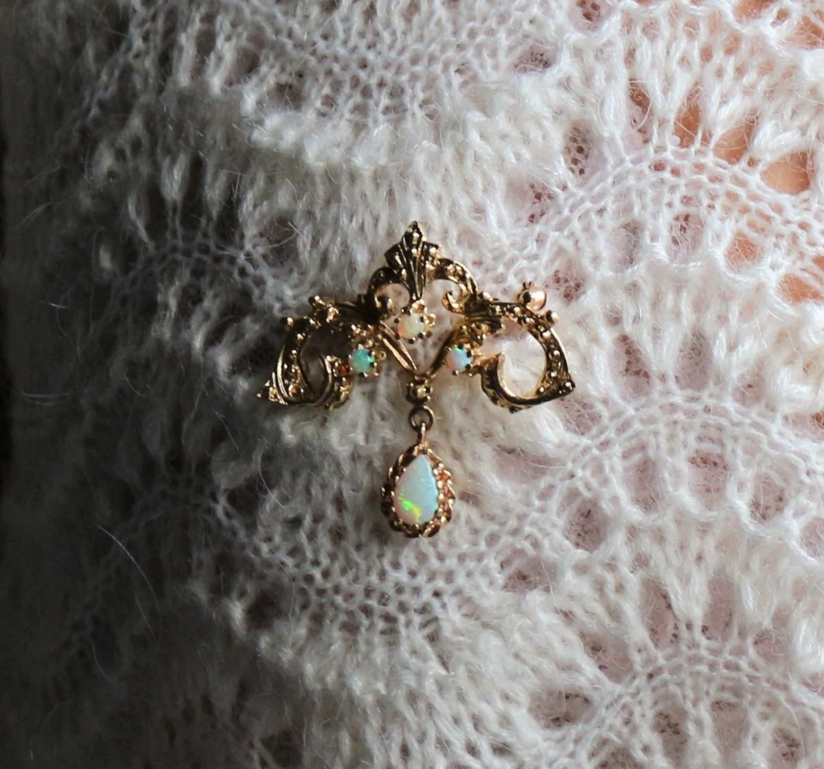 Broche Napoléon III Or Jaune Et Opales - Image 4