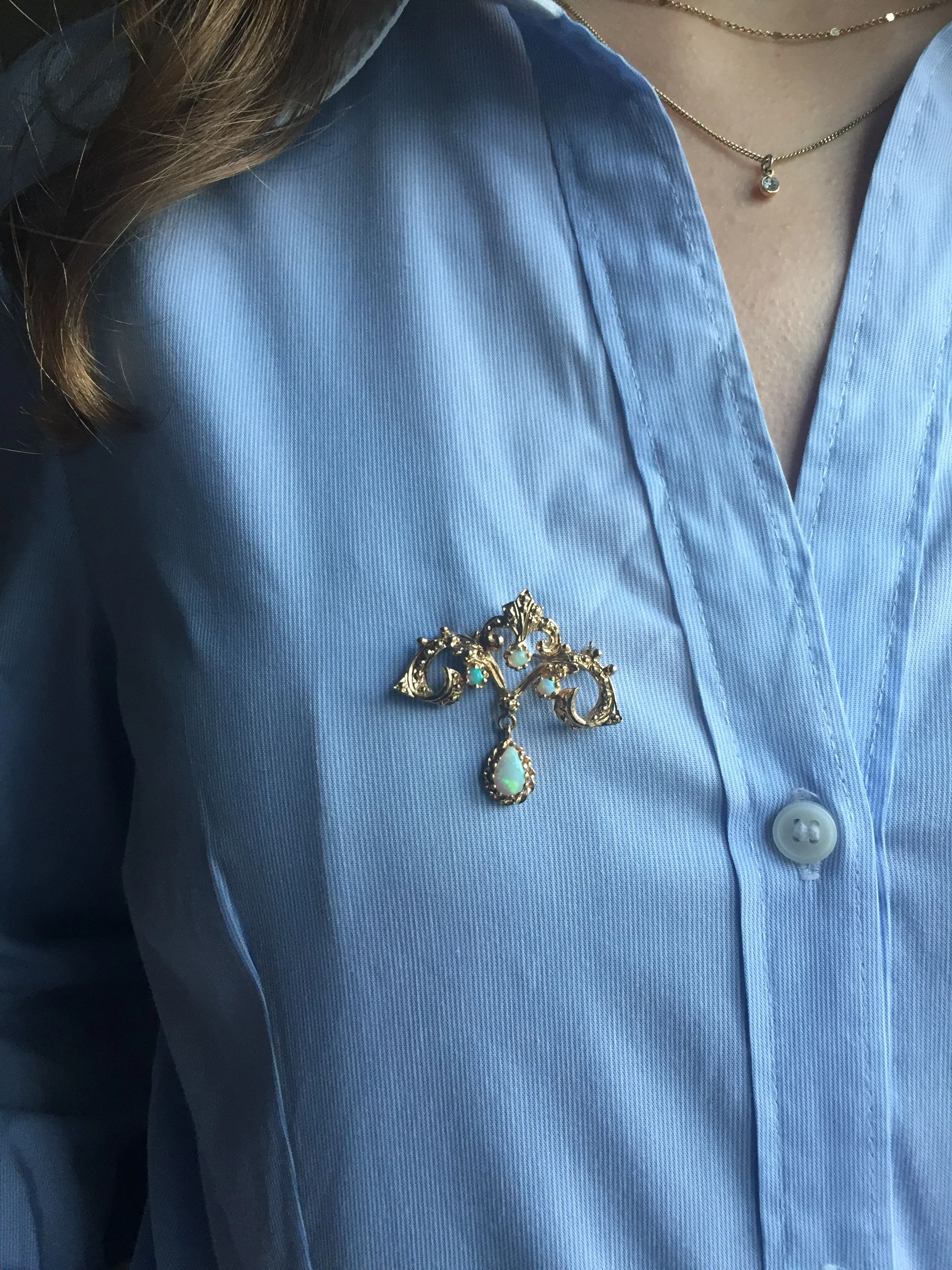 Broche Napoléon III Or Jaune Et Opales - Image 9
