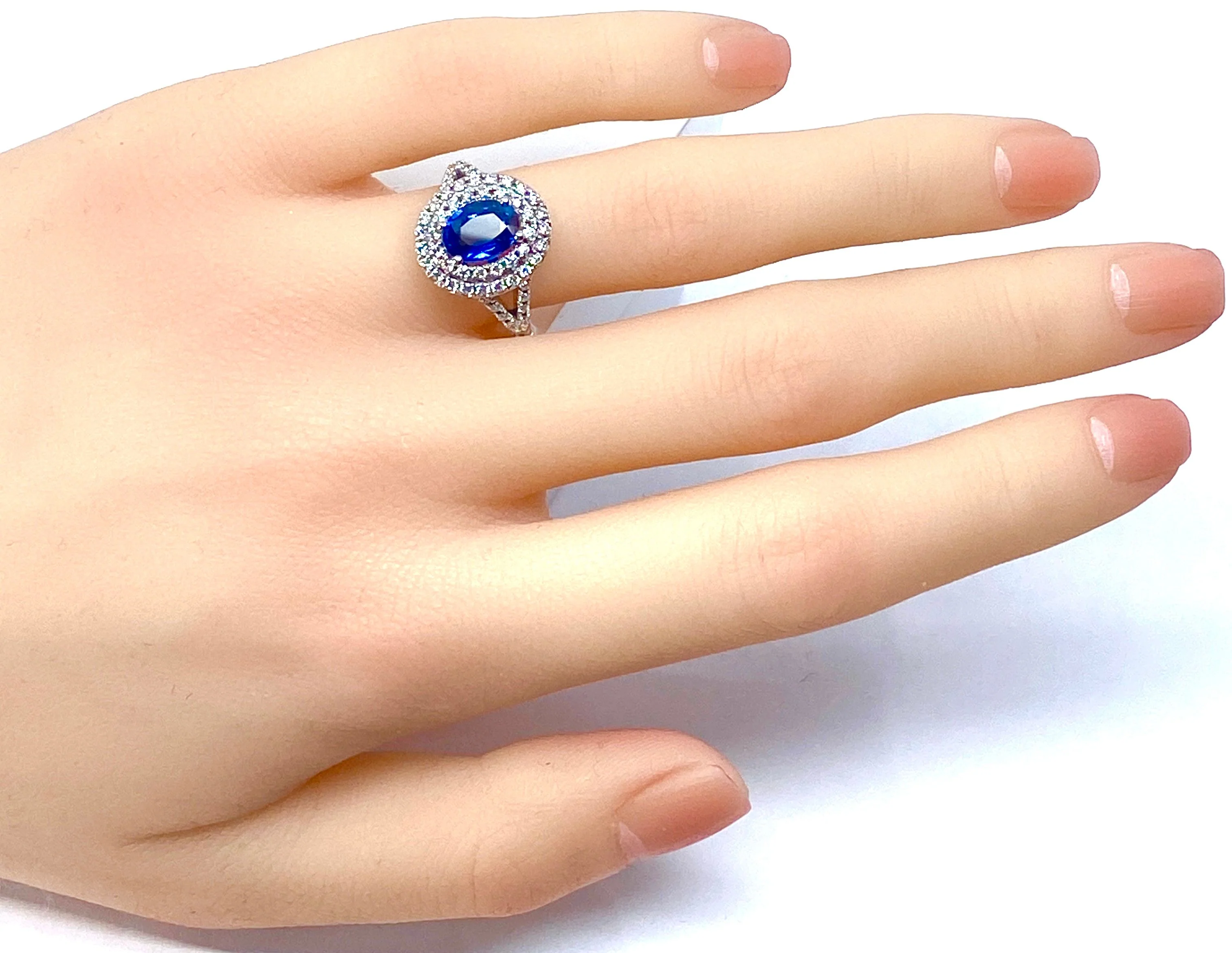 Bague en or blanc 18 carats en saphir et diamants - Image 12