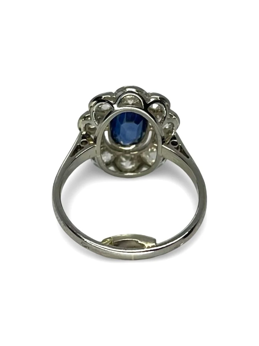 Bague marguerite vintage or blanc saphir 1 ct et diamants 1,5 ct - Image 6