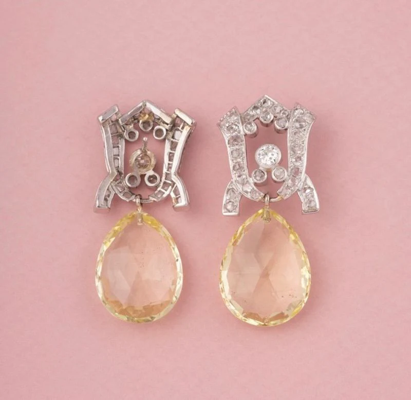 Boucle d'oreilles Art Déco, en or gris 18k et diamants - Image 2