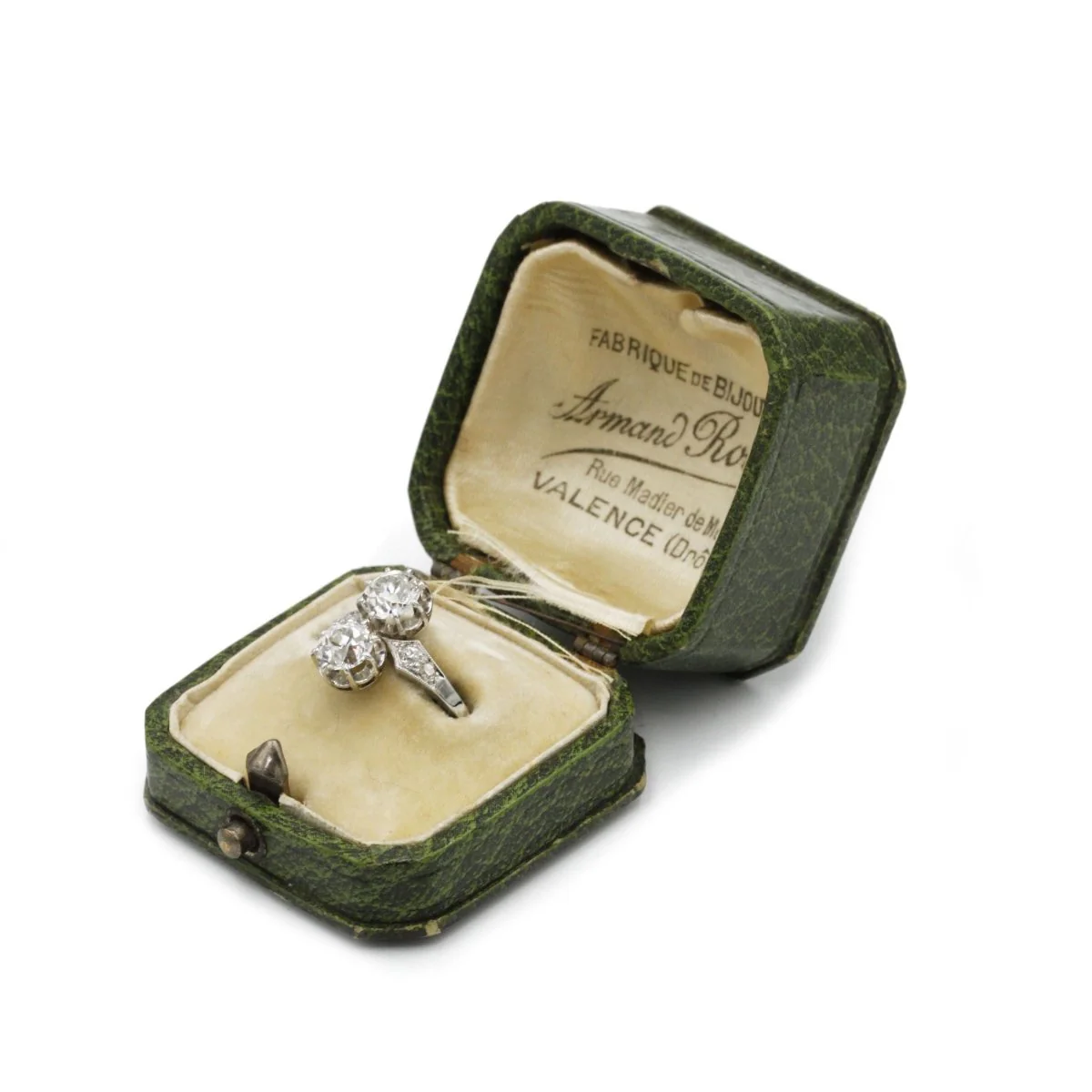 Bague Toi et Moi en or blanc, platine et diamants - Image 2