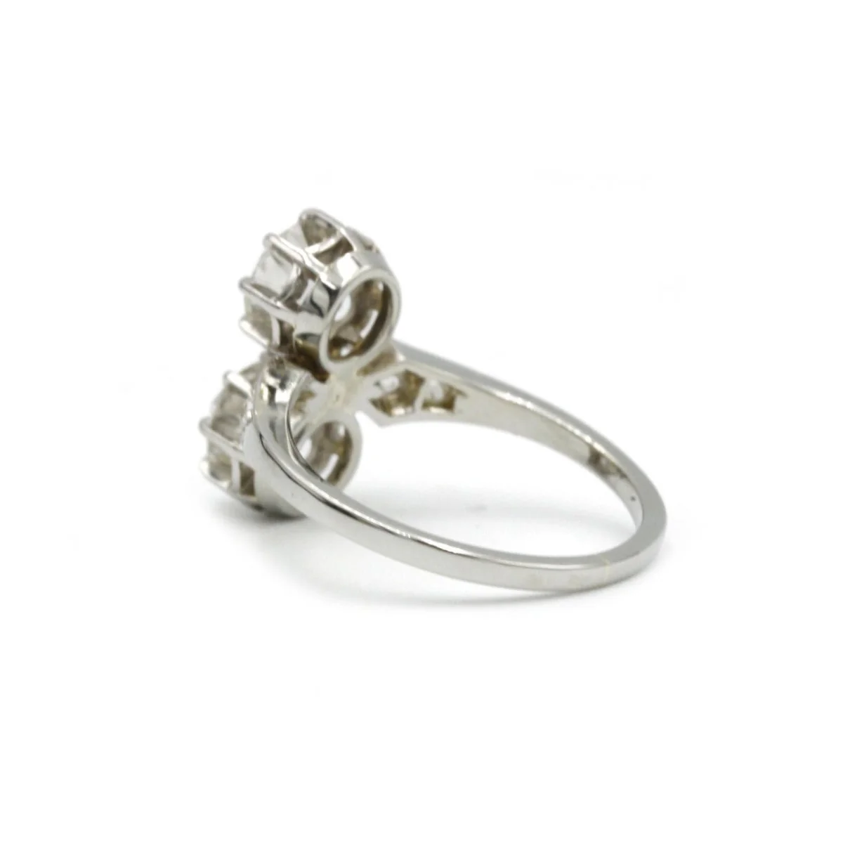 Bague Toi et Moi en or blanc, platine et diamants - Image 5