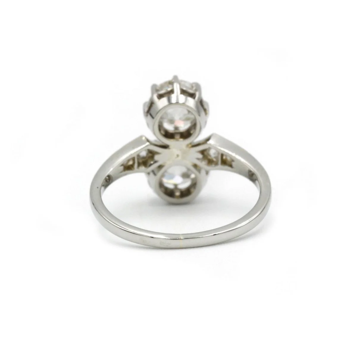 Bague Toi et Moi en or blanc, platine et diamants - Image 6