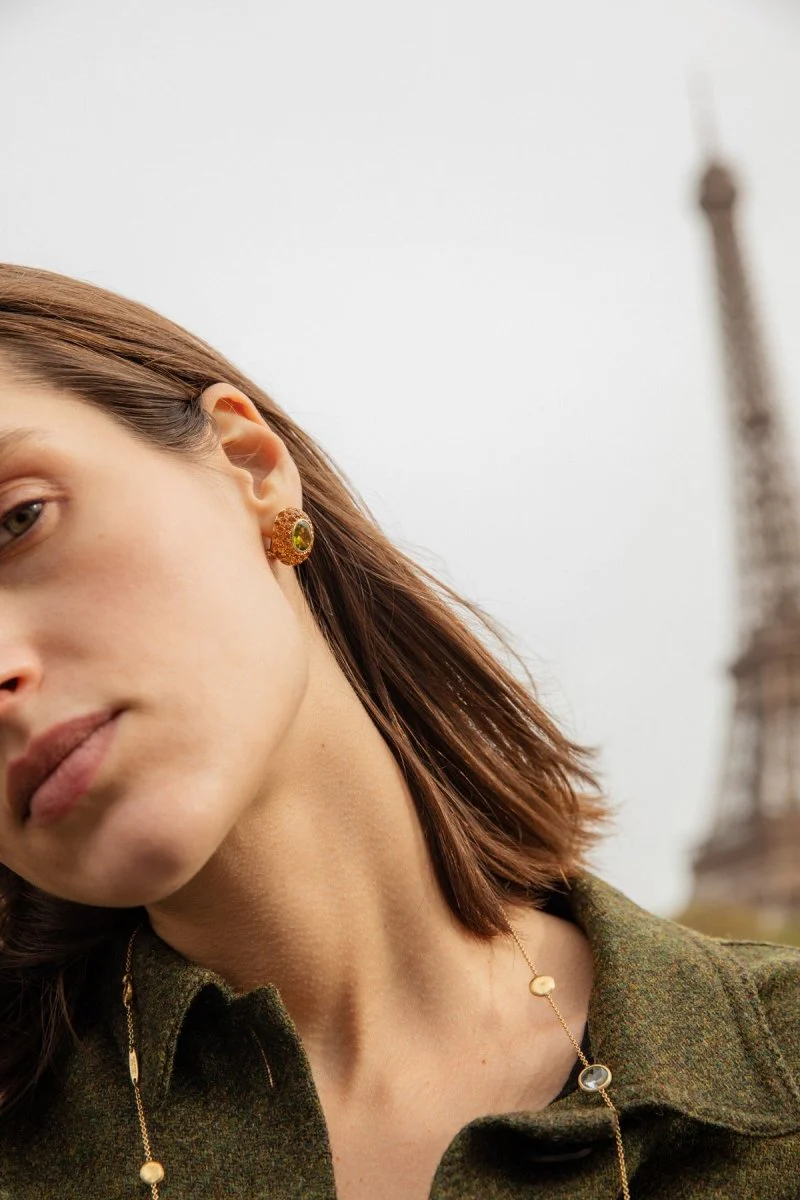 Boucles d'oreilles en or jaune et citrine - Image 2