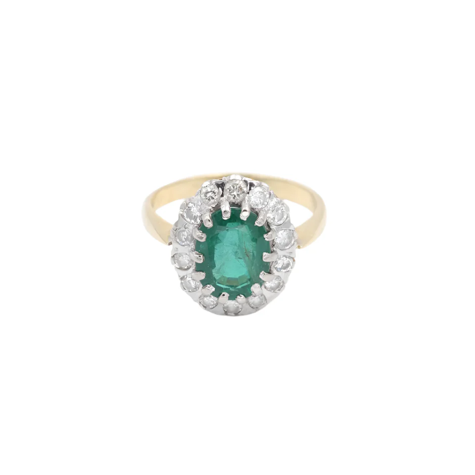 Bague émeraude diamants 2,61 cts en or
