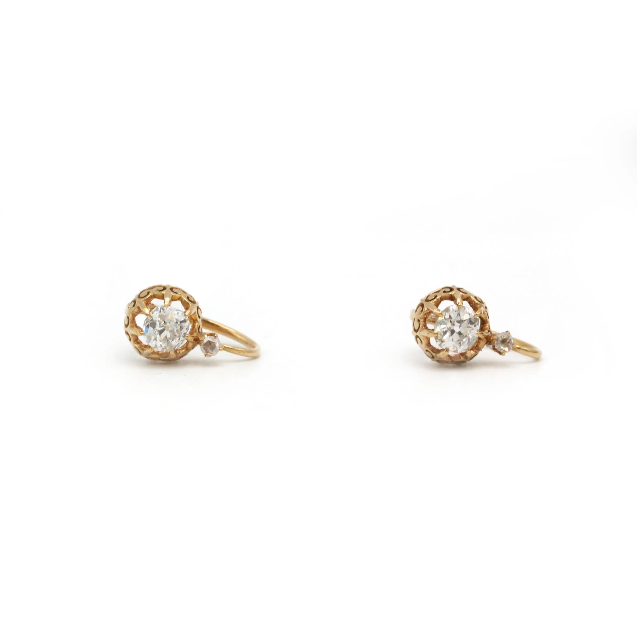 Boucles d'oreilles Dormeuses - Or rose & Diamants - Image 2
