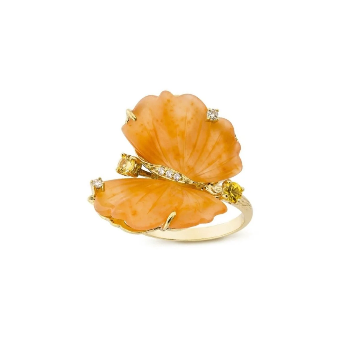 Bague Papillon en or jaune, quartzites et diamants - EU54 - Image 5