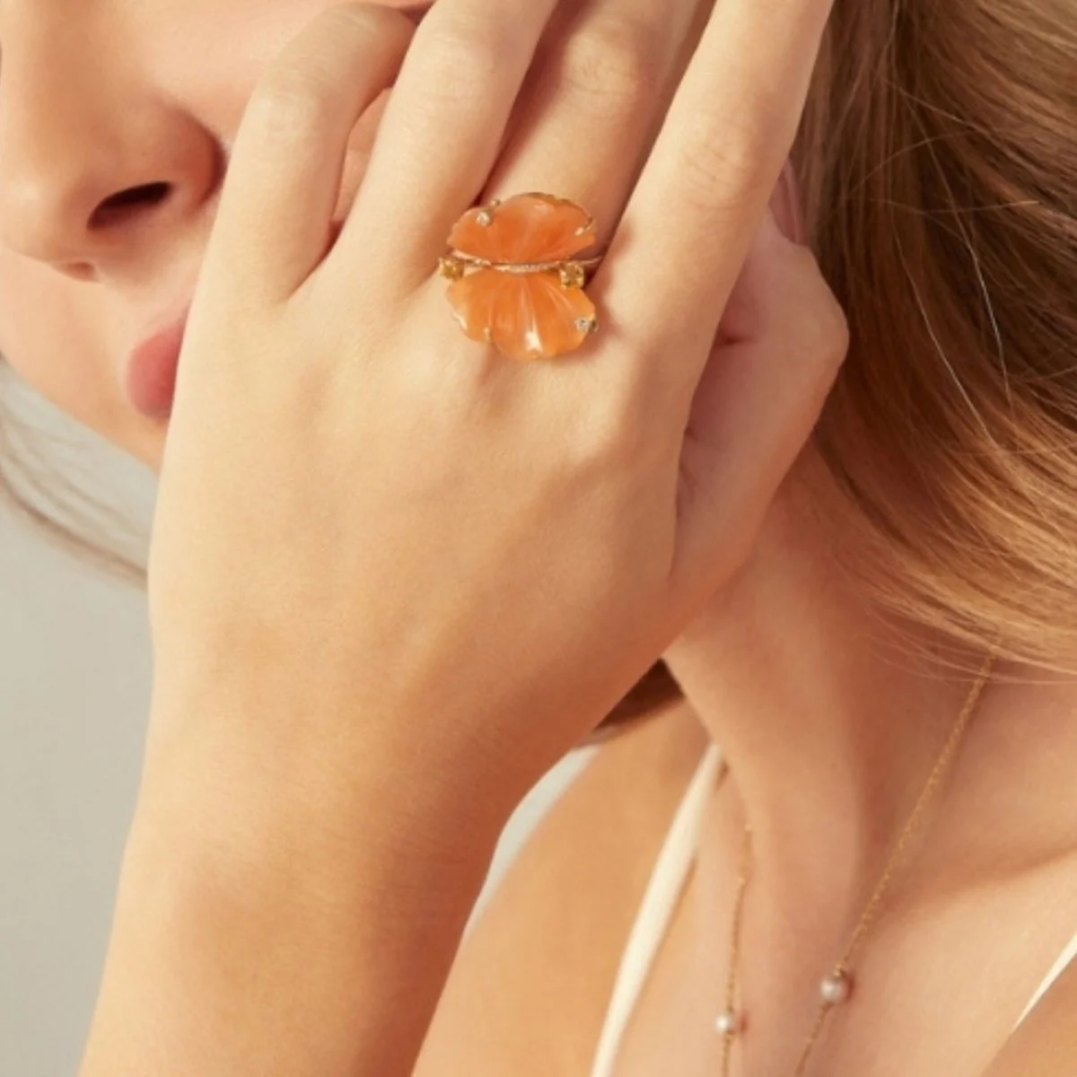 Bague Papillon en or jaune, quartzites et diamants - EU54 - Image 6