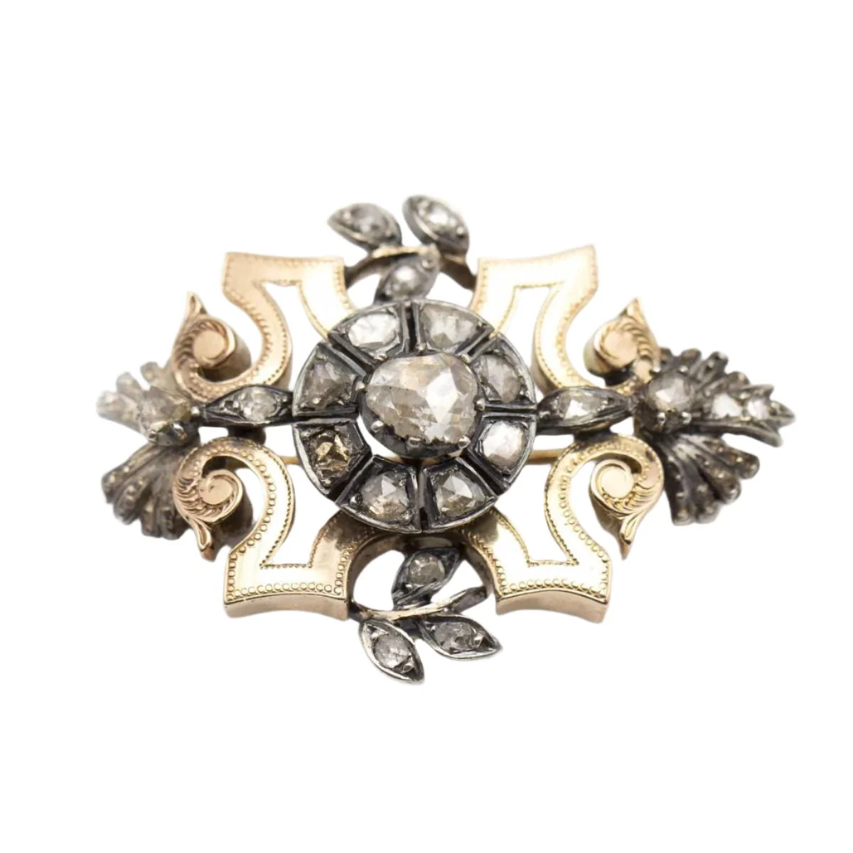 Broche Épingle en or rose, platine et diamants