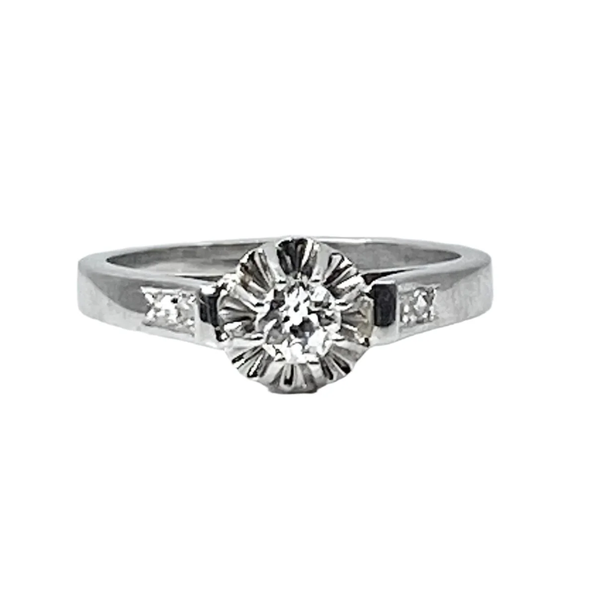 Bague Solitaire en or blanc et diamants