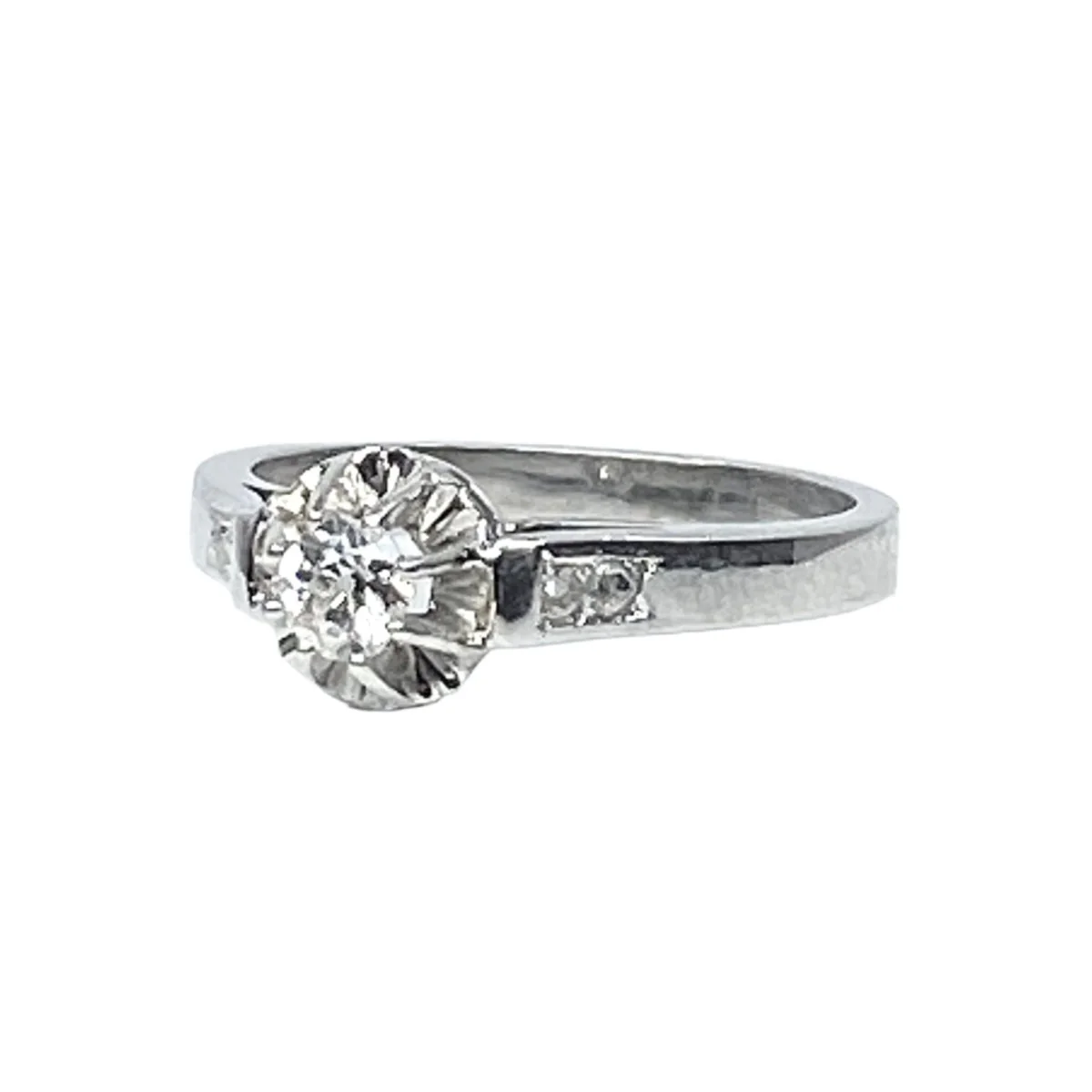Bague Solitaire en or blanc et diamants - Image 3