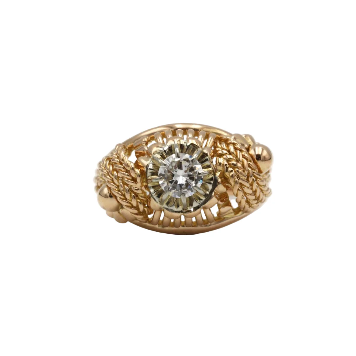 Bague en or jaune, or blanc, et diamants