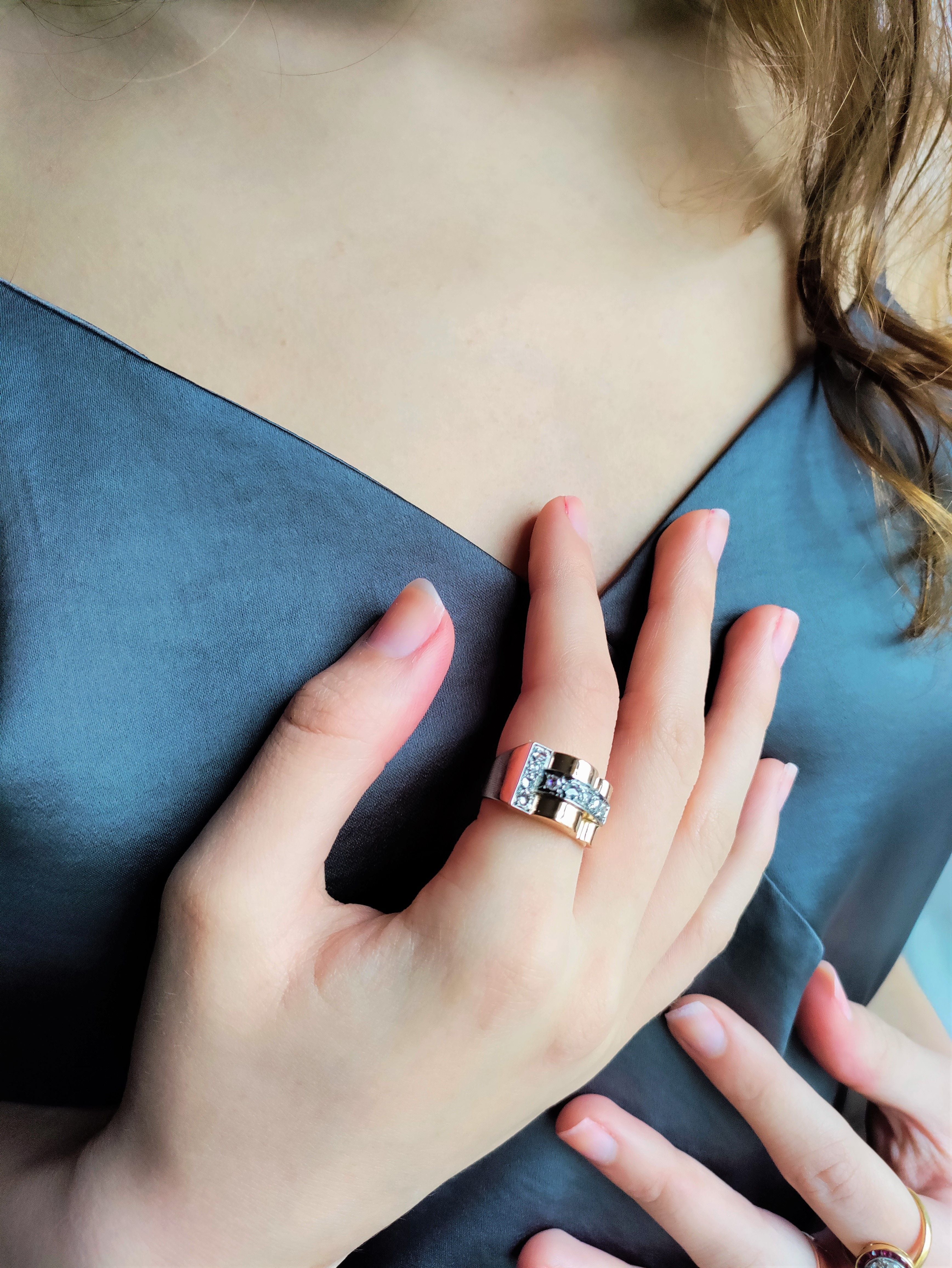 Bague Tank Or Jaune Et Diamants - Image 10