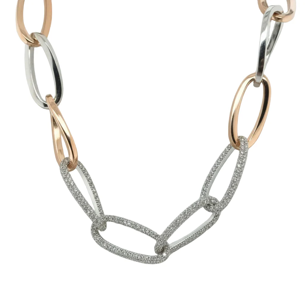 Collier Chaîne d’Ancre - Or blanc, Or rose et Diamants