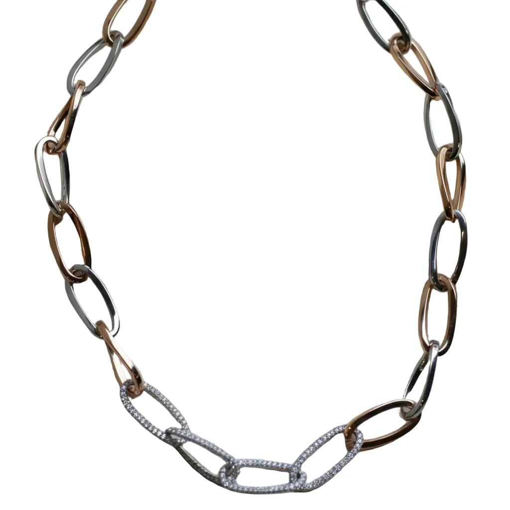 Collier Chaîne d’Ancre - Or blanc, Or rose et Diamants - Image 3