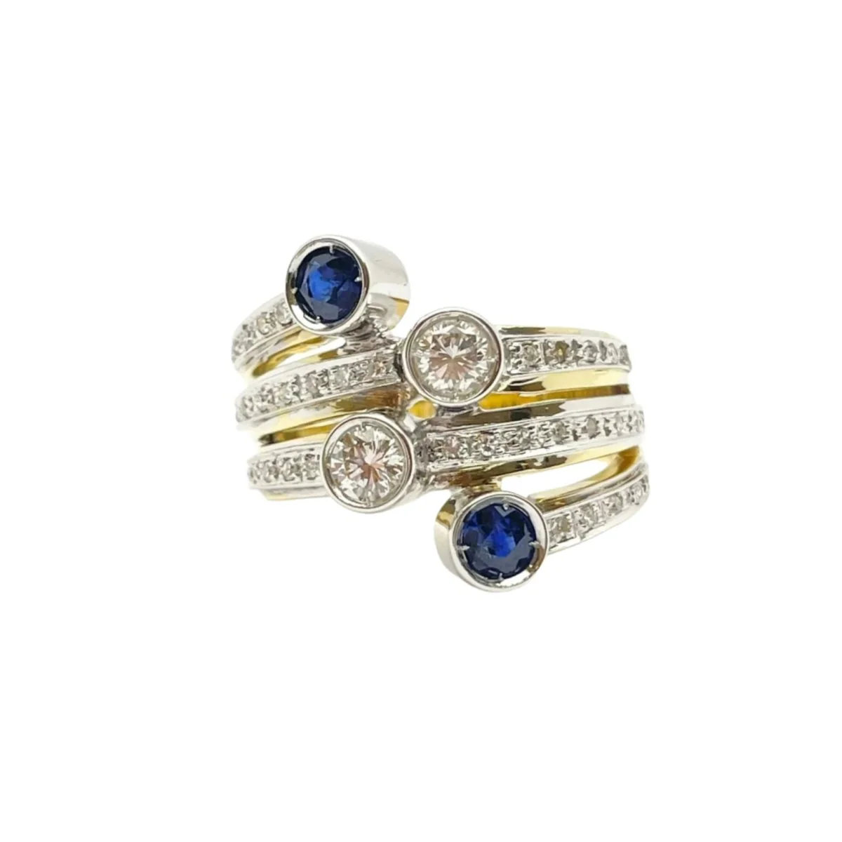 Bague Toi et Moi en or, saphirs et diamants
