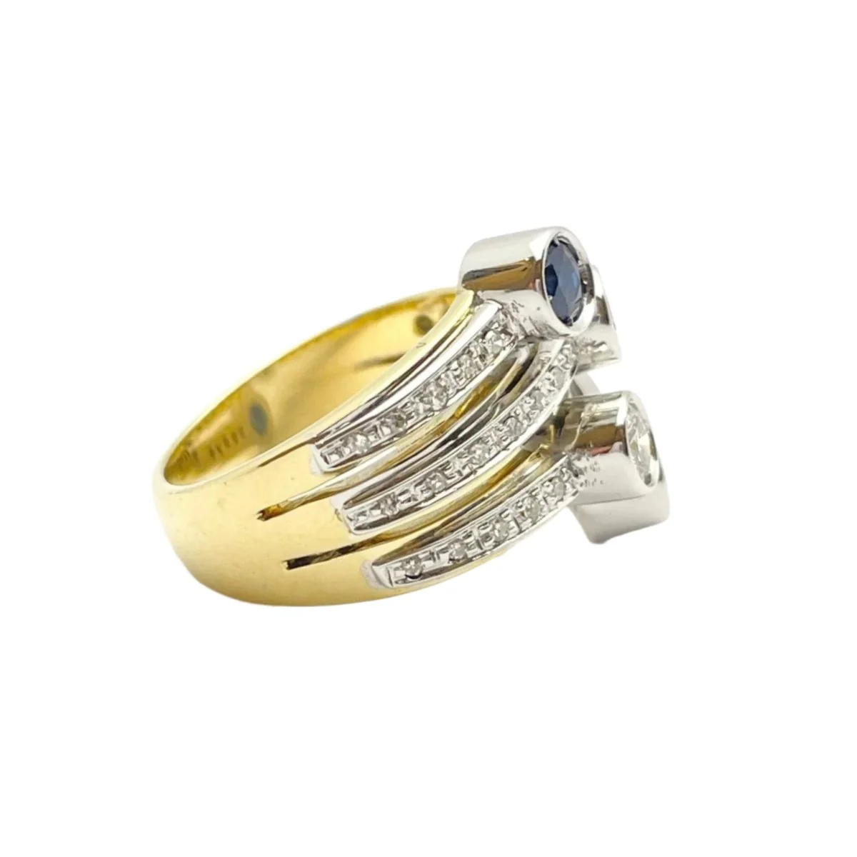 Bague Toi et Moi en or, saphirs et diamants - Image 3