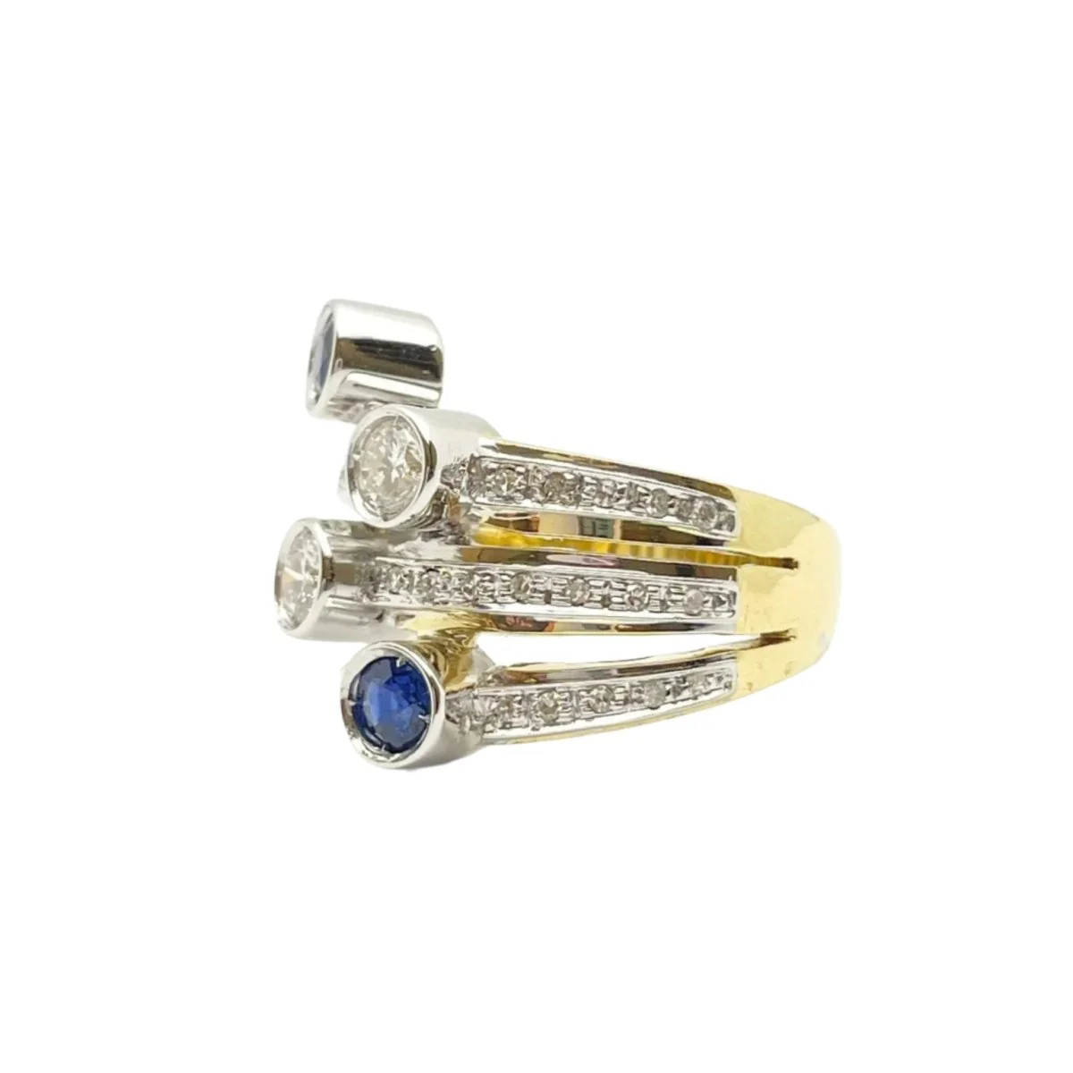 Bague Toi et Moi en or, saphirs et diamants - Image 6