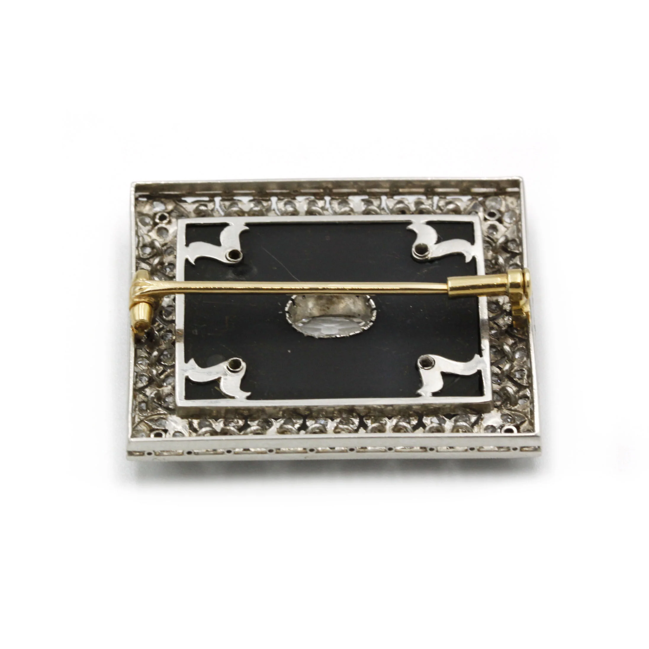 Broche - Or, Platine, Onyx & Diamants - Image 2