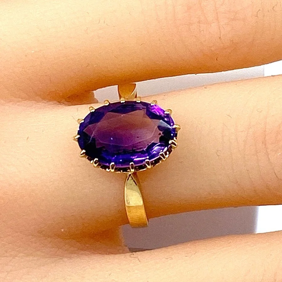 Bague en or jaune et améthyste - Image 2