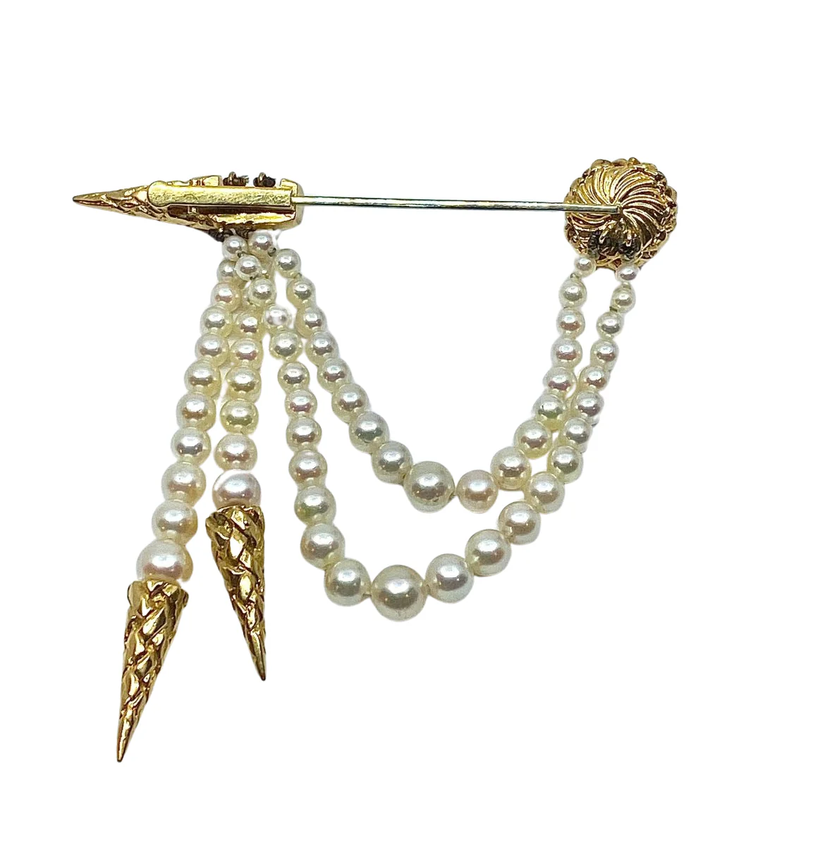 Broche en or jaune 18 carats et perles - Image 2