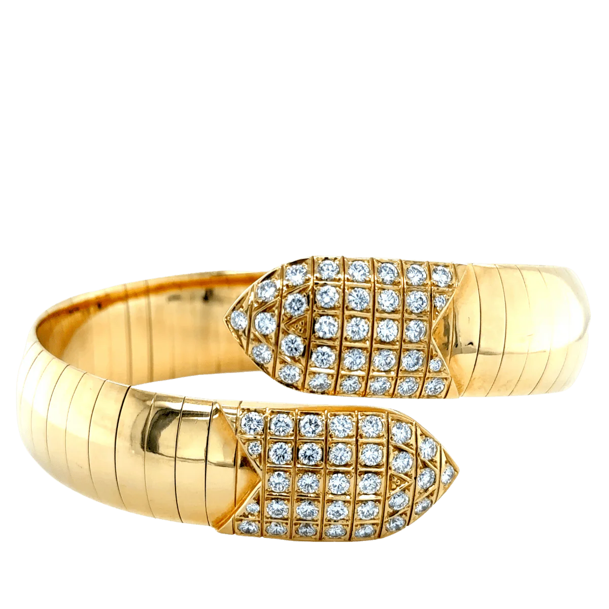 Bracelet Jonc CHAUMET "Plume" en or jaune et diamants