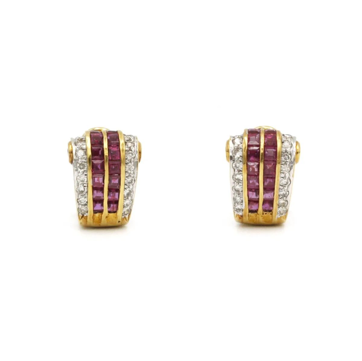 Boucles D'Oreilles - Or, Diamants Et Rubis - Image 2