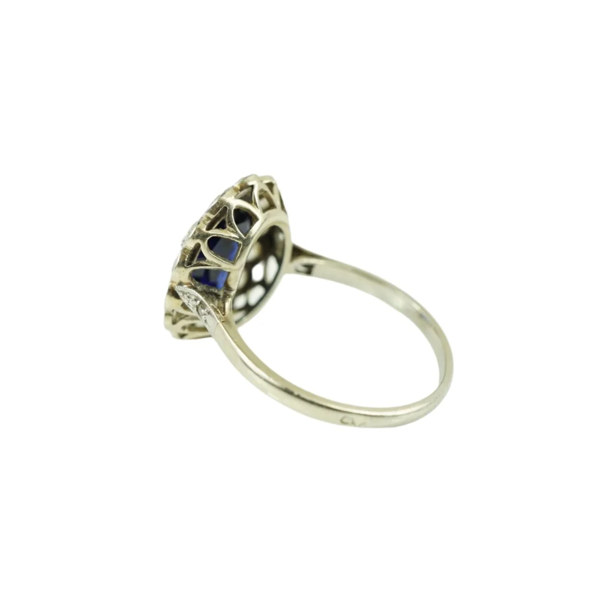 Bague marguerite or saphir diamants - Image 3