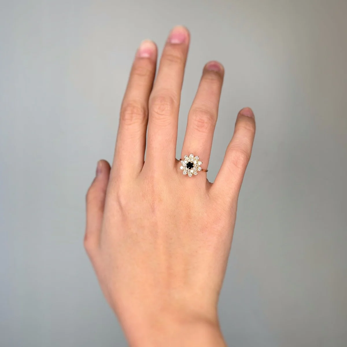 Bague Marguerite - Or rose, Diamants & Saphir - Image 4