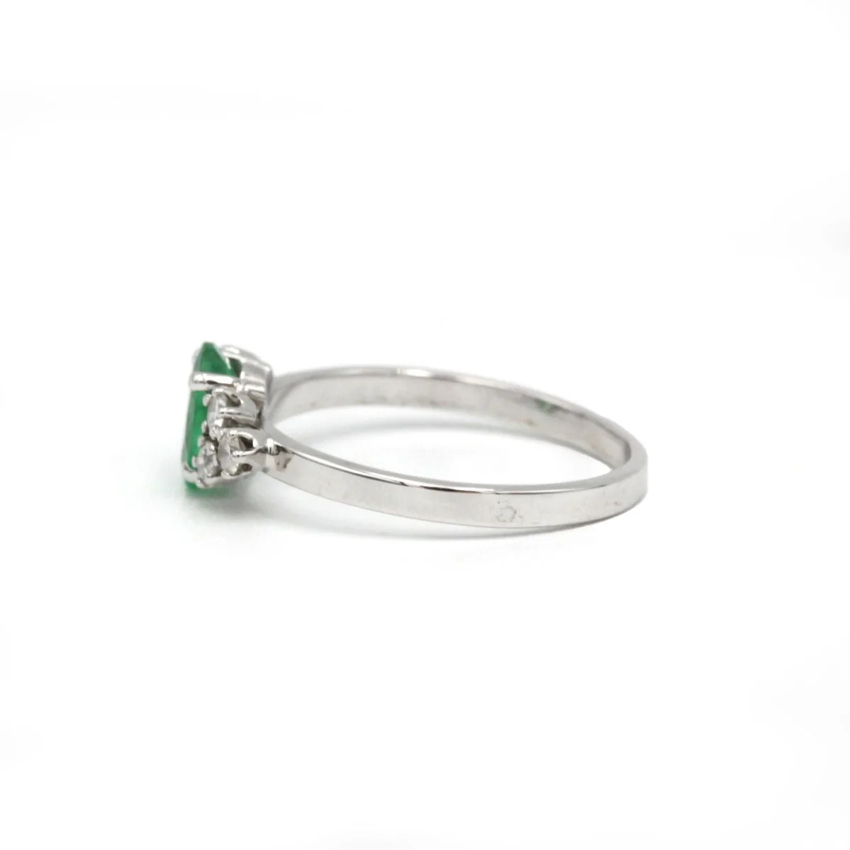 Bague - Or blanc, Diamants & Emeraude - Image 2
