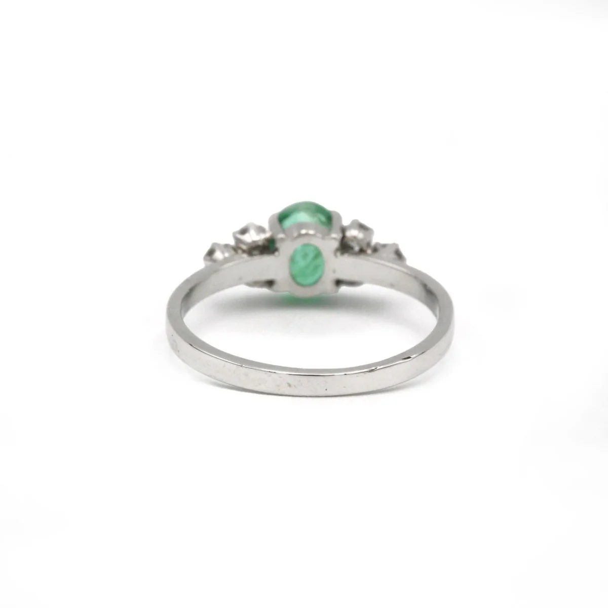 Bague - Or blanc, Diamants & Emeraude - Image 3