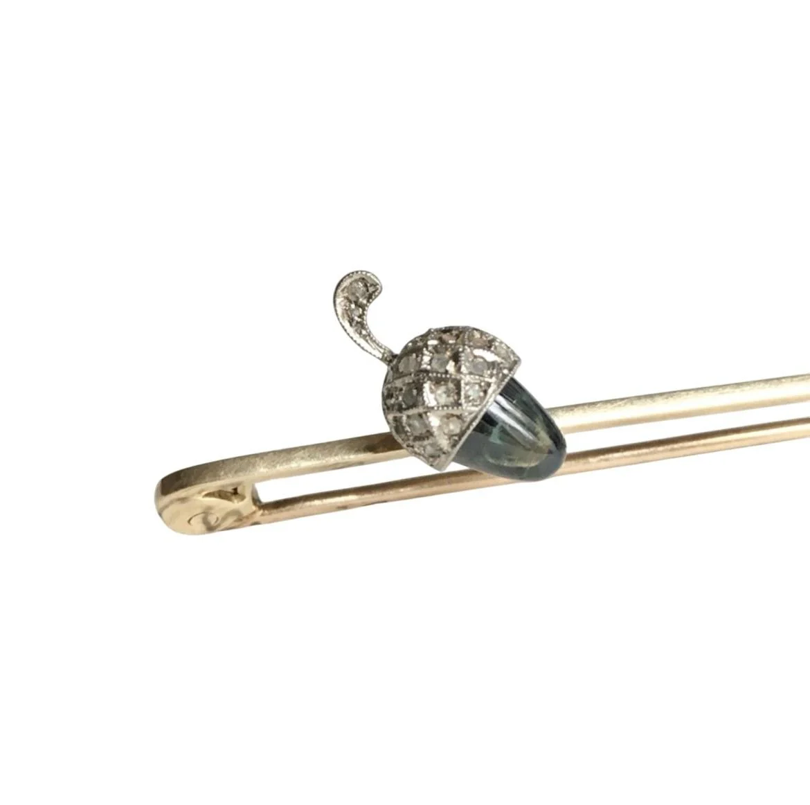 Broche Épingle en or jaune, platine, saphir et diamants - Image 2